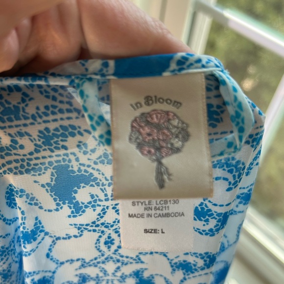 In Bloom by Jonquil Bridal Robes blue ombré lace detail silky robe w/ tie Large - Picture 11 of 12